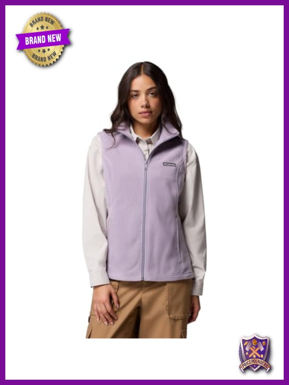 Womens Fleece Vest Sleeveless Full Zip Quilted Layer Medium Weight